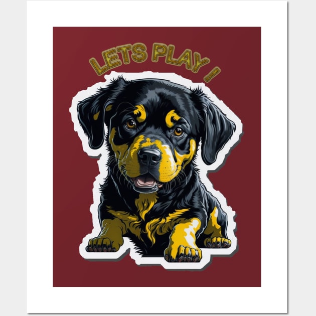 CUTE PUPPY LETS PLAY Wall Art by HTA DESIGNS